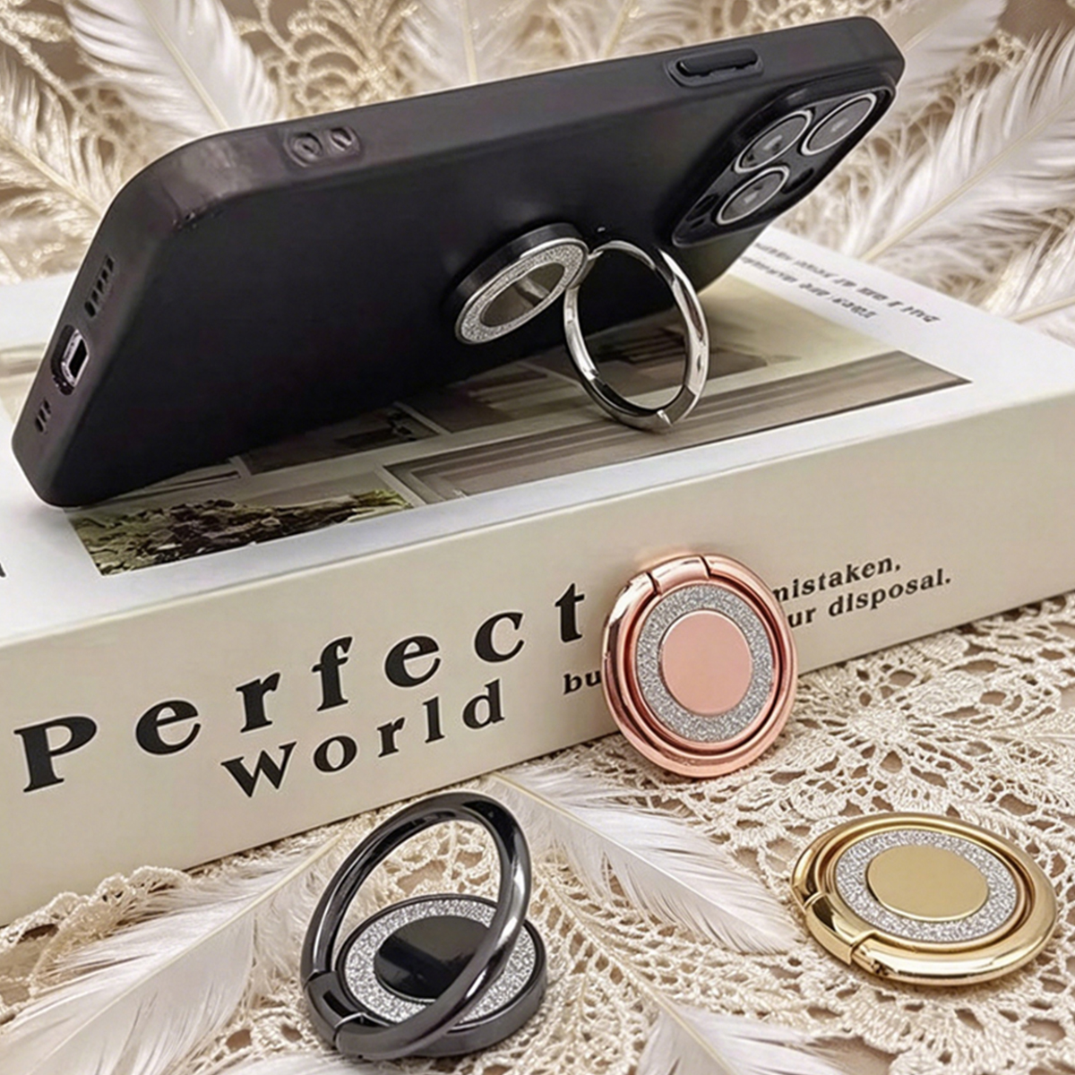 Useful Tablet Accessories - Universal Glitter Phone Ring Holder 360