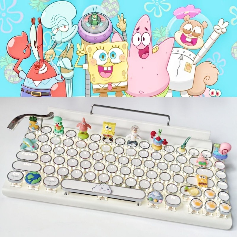 Tablet Accessories For Kids - Retro SpongeBo Mechanical Keyboard Blue Switch