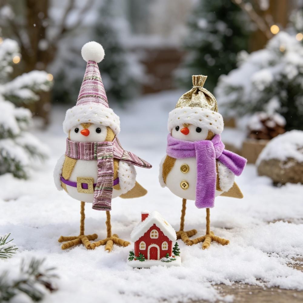 Tablet Accessories Kit - Christmas Felt Bird Figurines Winter Holiday